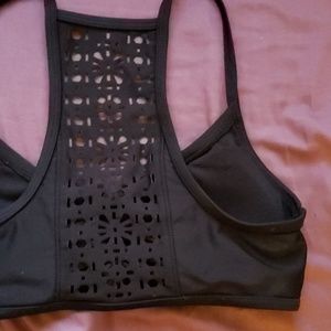 Xhiliration Black lace-backed bikini top